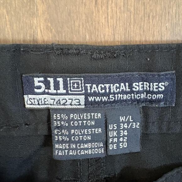 5.11 Tactical Pants Mens 34x32 Black Taclite Pro Cargo Ripstop D-Ring 74273 - Picture 2 of 15